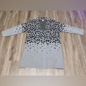 Anne Klein Grey and Black Leopard print knit cardigan 1X